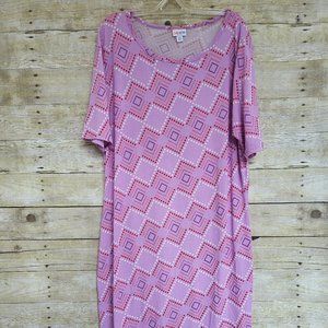 LuLaRoe 3XL Julia Dress - Lilac Purple Geometric Design T-Shirt Dress